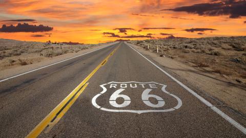 Desert sunset on Route 66