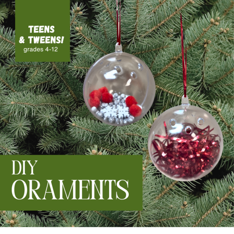 ornaments on pine tree