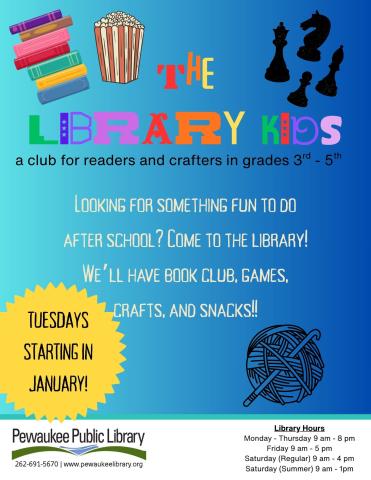 A blue poster with colorful text advertising an after school program for 3rd - 5th graders