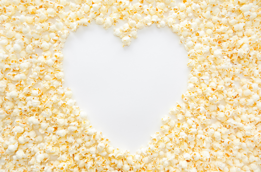 Popcorn in the shape of a heart