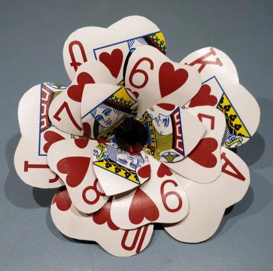 flower made of playing cards